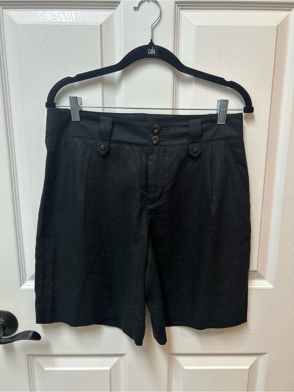 CAbi Run Around Black High-Rise Bermuda Shorts